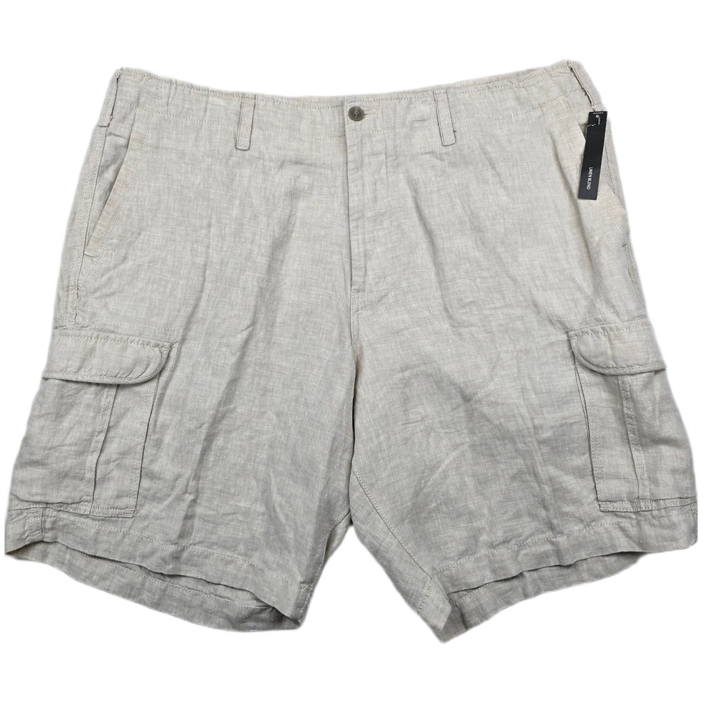 Claiborne Linen Cargo Shorts Mens 44 Sand Tan Blend Casual Summer NEW